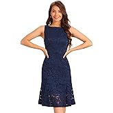 Allegra K Lace Dress for Women's Cocktail Boat Neck Sleeveless Evening Sheath Dresses