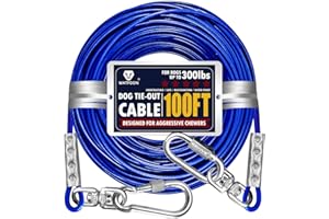 WATFOON Tie Out Cable for Large Dog, 100ft Dog Runner for Yard, 30/40/50ft Dog Run Leash Heavy Duty Swivel Hooks Heavy Duty Lead Steel Wire Dog Chain Dog Leash Cable Perfect for The Yard, Camping, Beach