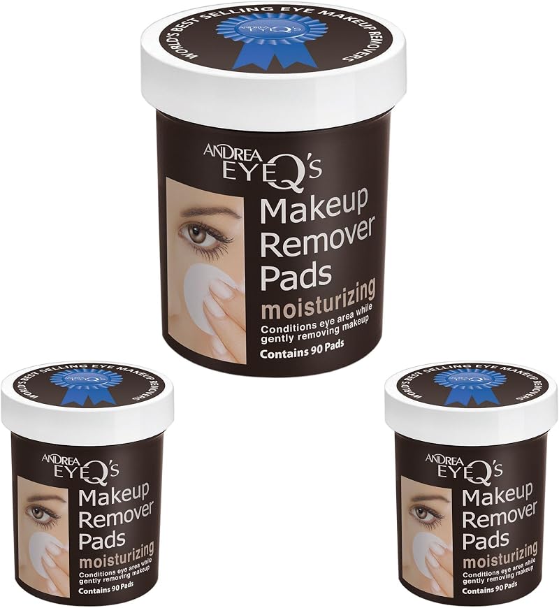 Andrea Eye Q's Moisturizing Eye Makeup Remover Pads 65-Count Pack of 3