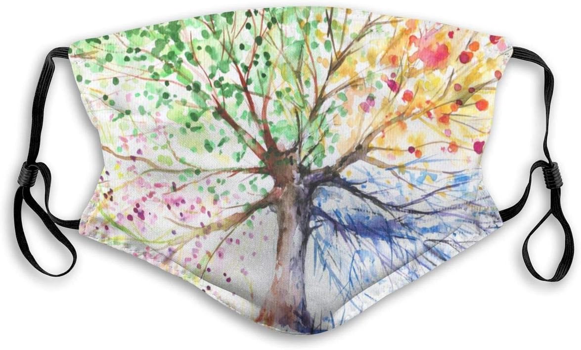Happybeth Four Seasons Spring Tree Print Washable Replaceable Filter Dust Mouth Half Face Safety Reusable