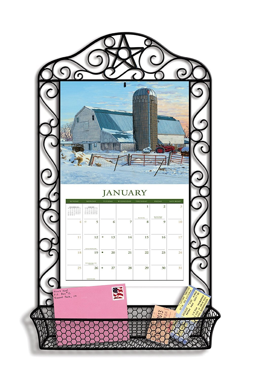 LANG Black Wrought Iron Calendar Frame