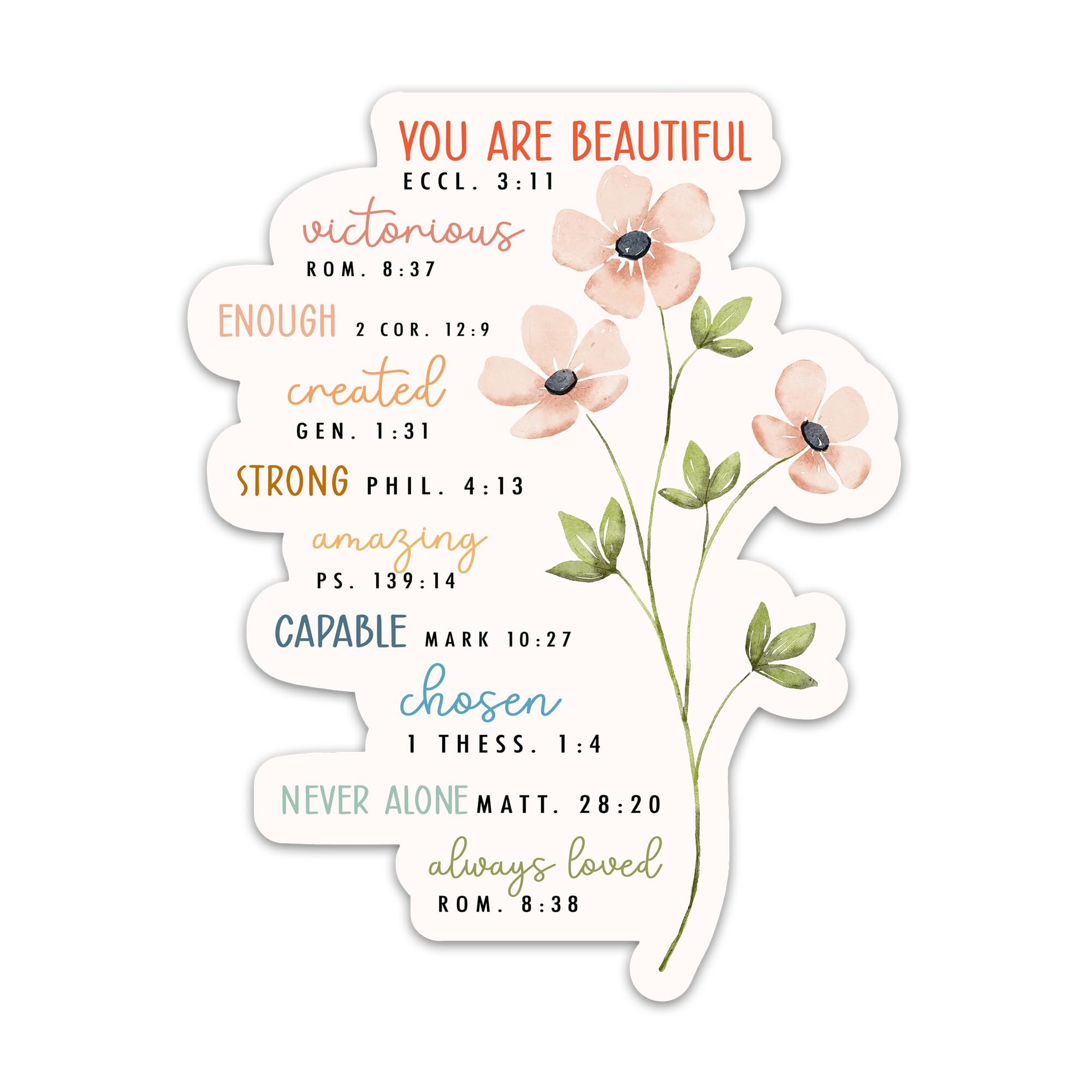 Photo 1 of (3PCs) You are Flower Enough Beautiful Chosen Bible Verse Sticker, Christian Faith Sticker, Religious Quotes Vinyl Waterproof Scripture Stickers for Laptop Water Bottle Notebook Journal (3 Inches)