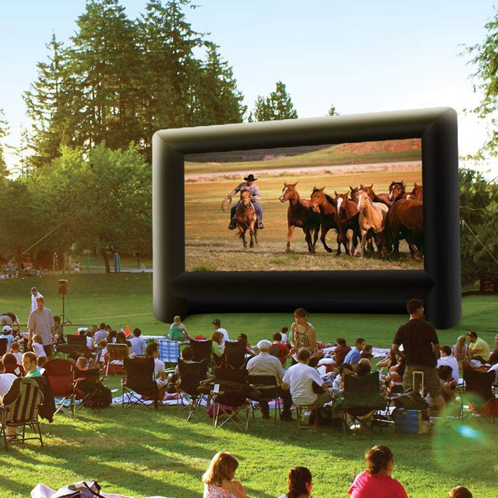 20 Feet Inflatable Outdoor Movie Projector Screen,Blow Projector Screen Projection Screen for Outdoor Backyard - Includes Big Power Fan, Base Stakes,Tie-Downs and Storage Bag (20feet): Office Products