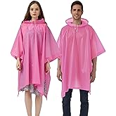 KUNYUN Rain Ponchos for Adults, 2 Pack Raincoats Jacket Reusbale with Drawstring Hood Sleeves for Women Men