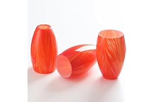 MIAOMEIO Fixture Replacement Globe Shade,Lampshade for E26 Base 1-5/8 Inch Fitter, Color Art Glass Oval Lampshade Cover for Pendant Kitchen Wall Sconce Chandelier Vanity Light (3, Orange)