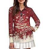Suhoaziia Golf Shirts for Women Long Sleeve Moisture Wicking Quarter Zip Golf Tennis Polo Shirts Pullover Workout Tops