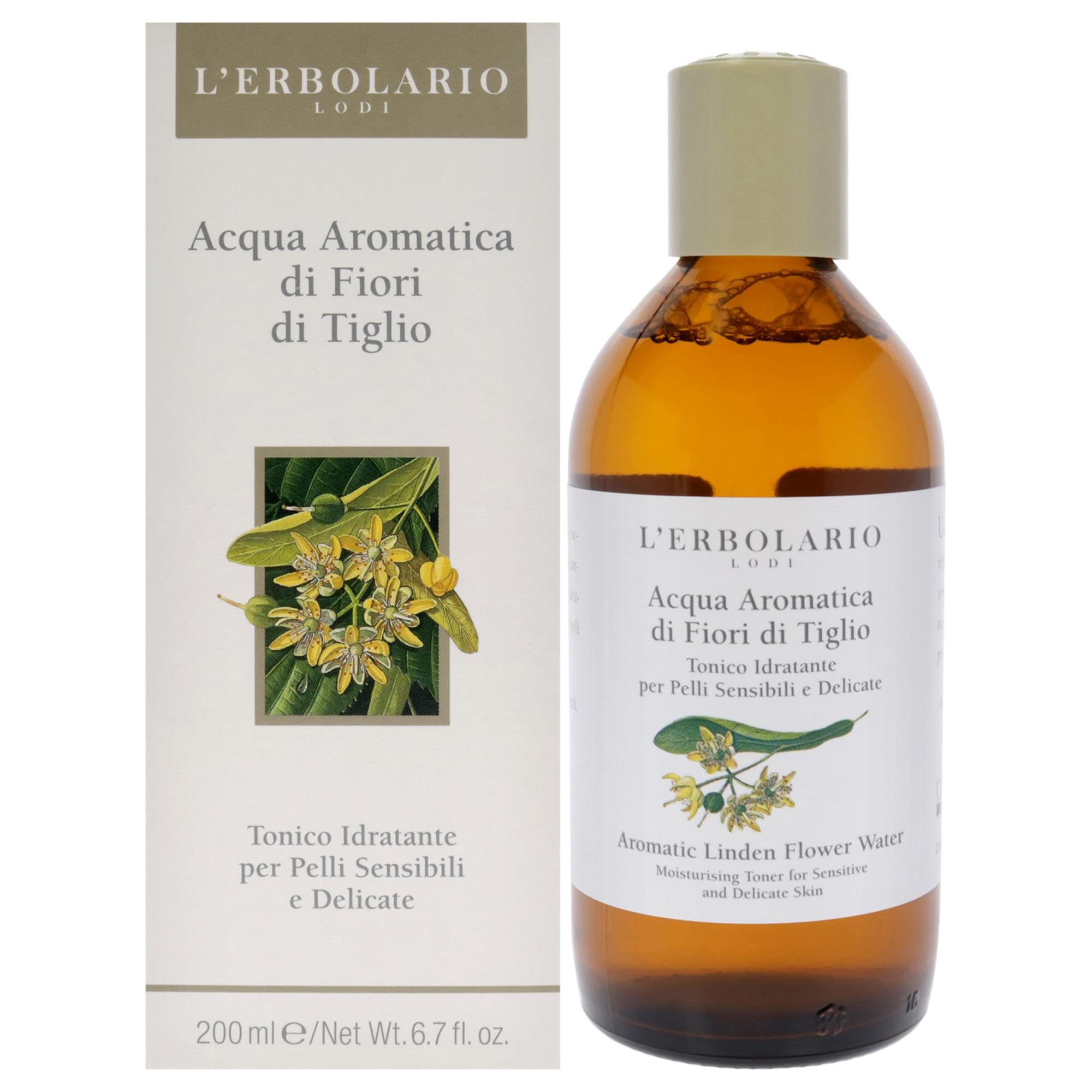 L'Erbolario Aromatic Linden Flower Water - Alcohol-Free Moisturizer For Sensitive And Delicate Skin - Gently Removes Impurities - Leaves Skin With A Pleasant Sensation Of Freshness - 6.7 Oz Toner