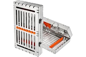 German Stainless 1 Heavy Duty Dental Autoclave Sterilization Cassette Box Tray for 7 Instruments Button Type Detachable Cynam