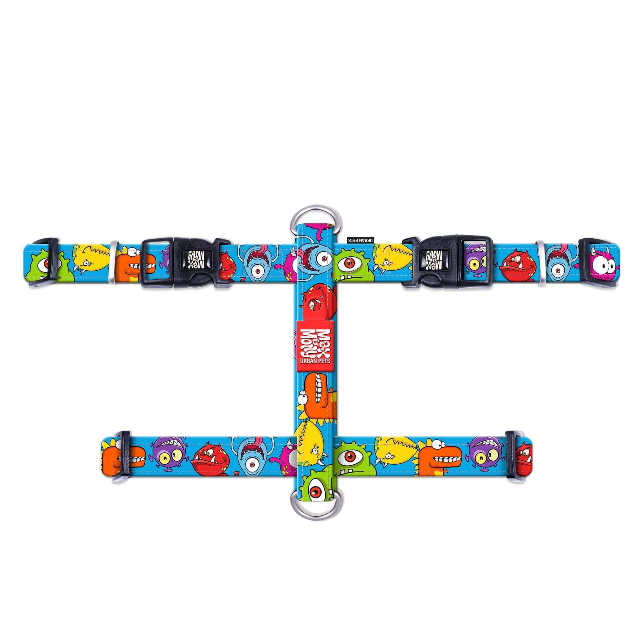 Max & Molly Dog Harness in H-Shape, Ultra Comfortable Neoprene Harness for Large Dogs, Little Monsters/L, Padded, Safe & Ultralight - Comfort for Your Faithful Companion