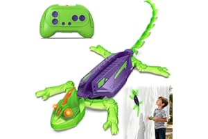 Goody King Wall-Climbing Gecko Toys with LED Lights, 360° Rotating Wheels, USB Rechargeable Remote Control Toy for Kids RC Ro