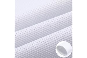 Zeyune Needlepoint Canvas 20 x 24 Inches 18 Mesh Blank White Canvas with 36 Colors Cotton Threads and 5 Needles for Embroidery, Knit Crochet Projects