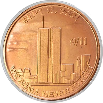 9/11 Twin Towers "We Shall Never Forget" Commemorative 1 oz Pure .999 Copper Round Collectible Challenge Coin in Capsule