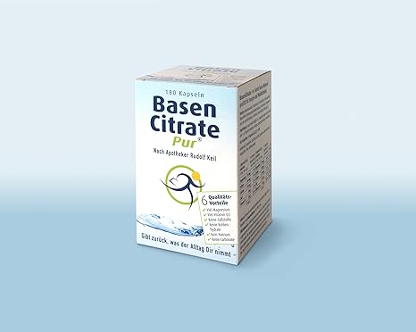 MADENA BasenCitrate Pur Kapseln | 180 Kapseln | Das Original mit 100% organischen Basen | Viel Magnesium als schnelles Citrat