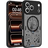 PIGLULOO Magnetic Phone Case for iPhone 17 Pro Max - Black | Compatible with MagSafe, Circuit Board Design, TPU + PC Frame, Military-Grade Shockproof, Anti-Fading Property
