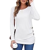MOLERANI Women's Long Sleeve Tunic Tops Wear with Leggings Fall Shirts Crewneck Casual Button Tshirt 2025 Winter Clothes