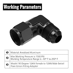 TRUCKMETER 90 Degree 12AN Female to 12AN Male