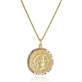 Amazon Collection Men's 14k Gold-Filled Round Saint Christopher Compass Medal with Stainless Steel Chain