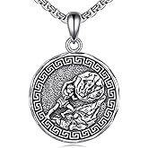YFN Greek God Necklace Sterling Silver Greek Protector Pendant Religious Jewelry Gifts for Women Men