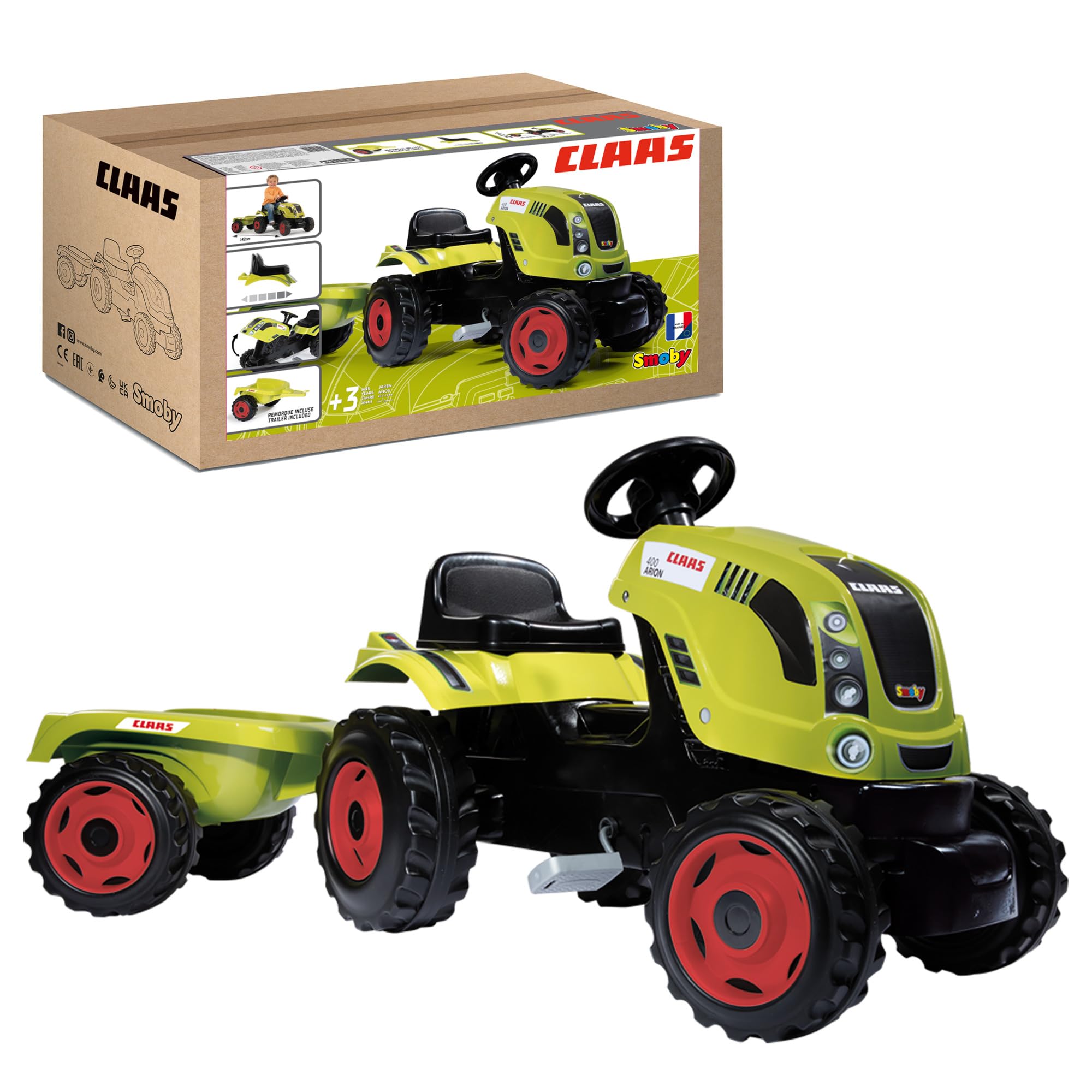Smoby 7600710114 Claas Tractor and Trailer Ride-On