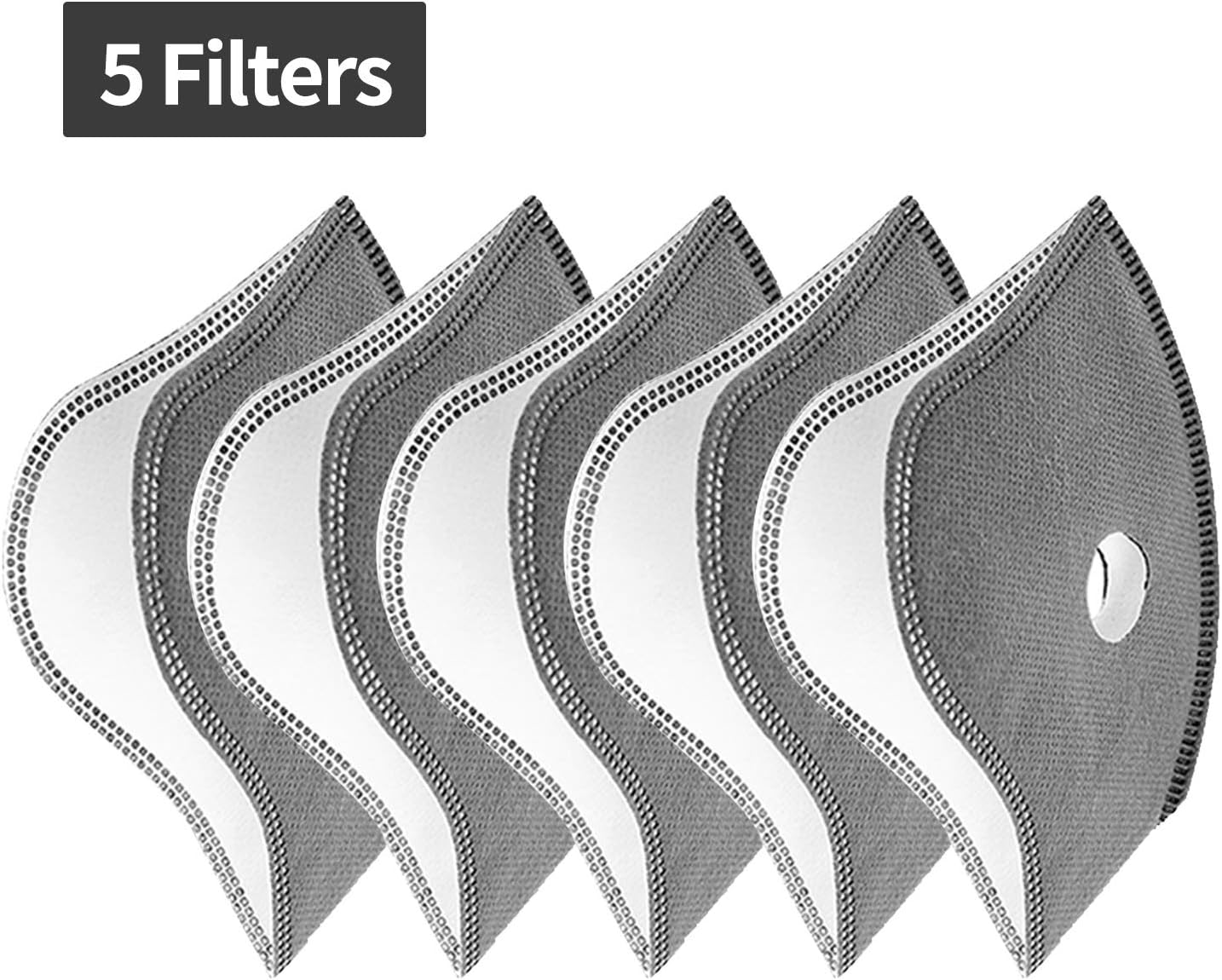 Anti Pollution Sports Mask, Half Face Mask, Activated Carbon Air Filters, Air-soft Mask, Breathable, Adjustable Strap and Nose Clip, Maximum Pollution Filtration for Outdoor Sports (5 Pcs Filters)