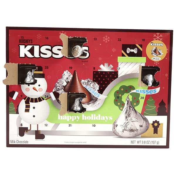 GALERIE 2025 HERSHEY KISSES ADVENT CALENDARS, COUNTDOWN TO CHRISTMAS WITH CHOCOLATE CANDIES, INDIVIDUALLY WRAPPED PIECES, 3.8 OUNCES EACH (PACK OF 2)