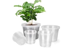 HQAUT 10/8/6/5 Inch Large Clear Nursery Pots with Drainage Holes, 16 Pack Gallon Clear Plastic Pots for Plants, Seedling Starter Pot, Garden Plant Pots for Succulents Flowers