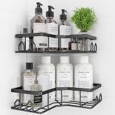 QHMCHLDZ Adhesive Shower Caddy, 2 Pack Corner Bath Organizer, Rustproof Stainless Steel Shower Shelves with Large Capacity, N