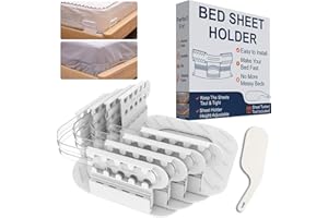 EVZA Bed Sheet Holders Corners Locks - Fitted Sheet Holder for All Mattress, Keep Sheets Firm and Tight in Place, Sheet Straps King Size Bed, Sheet Clips for Bedding, Set of 4 Adjustable Bedsheet Holders