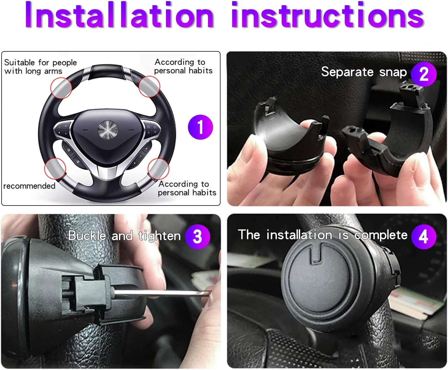OTAN Steering Wheel Knob Universal Booster Power Handle Ball Suicide Spinner Fit for Cars,Boats,Lawnmowers,Tractors,Trucks,Golf Cars,Black: Automotive