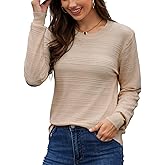 UQOIIL Womens Thin Sweater Classic Fit Crewneck Long Sleeve Top Plain Lightweight Casual Trendy Shirts (S-XXL)