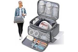 DROPEREUM Insulated Breast Pump Bag Fit for Spectra S1 and S2, Pumping Bag with Waterproof Mat for Pump Accessories, Portable Pump Carrying Case for Travel, Family and Work Use, Gray