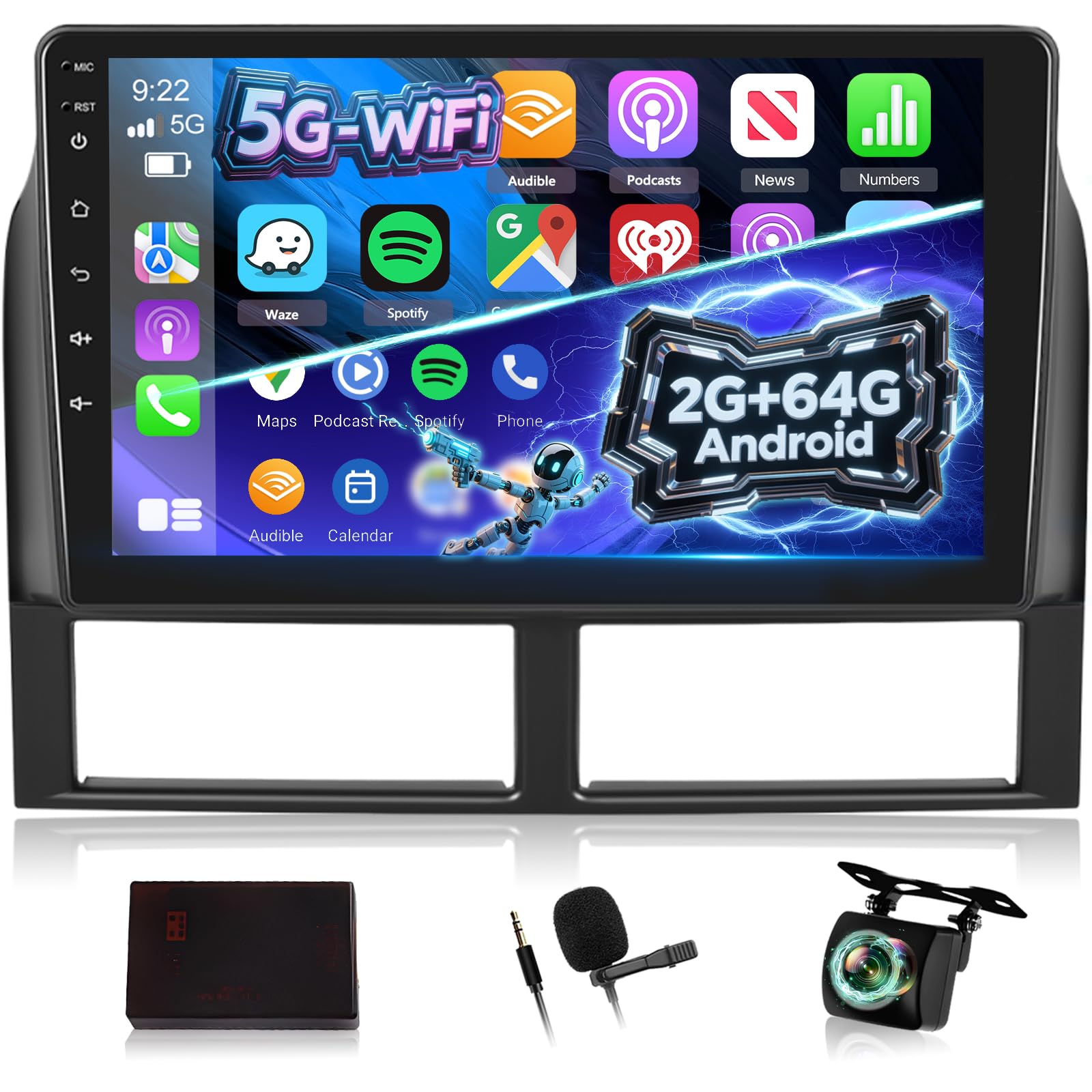 Photo 1 of 2+64G Radio for Jeep Grand Cherokee Radio 1999-2004, 9 inch Android Touch Screen Grand Cherokee Car Stereo, Carplay/Android Auto/Bluetooth/EQ Audio/SWC