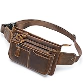 Genuine Leather Fanny Pack Crossbody sling bags zipper Waist Purse Crazycoffee