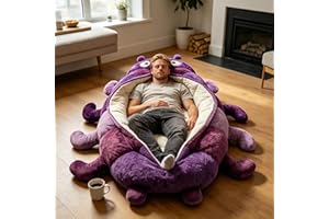 Hugging Caterpillar Plush Sleeping Bag - Soft Cocoon Shape Animal Sleeping Bag for Adults, Cozy Warm Indoor Nap Pod & Lounge 