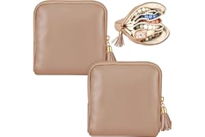 Sunnymove 2 Pack Small Travel Jewelry Case for Women Gift, Mini Jewelry Pouch Organizer Bag with Zipper, Portable Waterproof Velvet Jewelries Bag for Rings, Necklaces, Earrings, Bracelets(Brown)