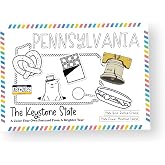 A Brighter Year Color Your Own Postcard - Pennsylvania State - 5"x 7", Premium Quality, Sturdy Cardstock, Sized for Mailing, Illustrations - For Travel &amp; Events - Stress &amp; Anxiety Relief - 3 Pack