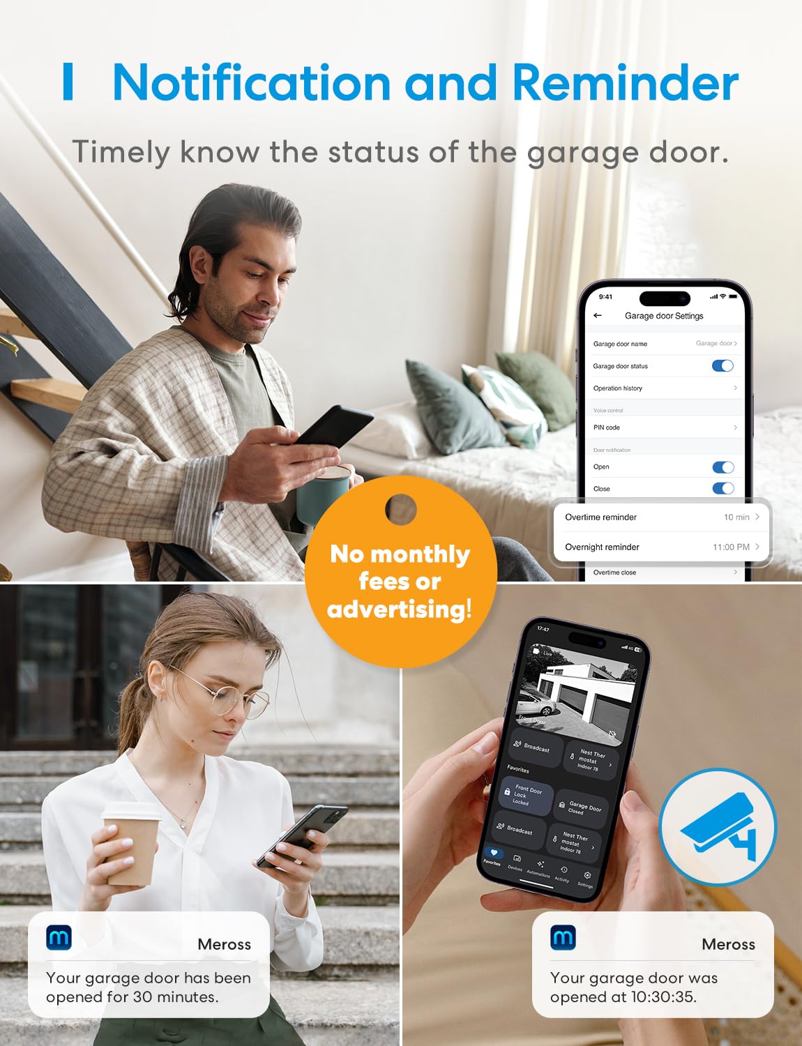 meross Smart Garage Door Opener Remote, Compatible with Apple HomeKit, Amazon Alexa, Google Assistant, SmartThings, Siri, CarPlay and Android, Universal WiFi Garage Controller, No Hub Required - View 6