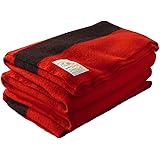 Woolrich 90 by 100-Inch Hudson Bay 6 Point Blanket, Scarlet with Black Stripes
