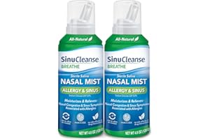 SinuCleanse Allergy & Sinus Sterile Saline Nasal Spray, Ultra Fine Mist, Instantly Moisturizes & Relieves Severe Nasal Congestion Due to Allergies, 4.6 Oz (2 Pack), Made in USA