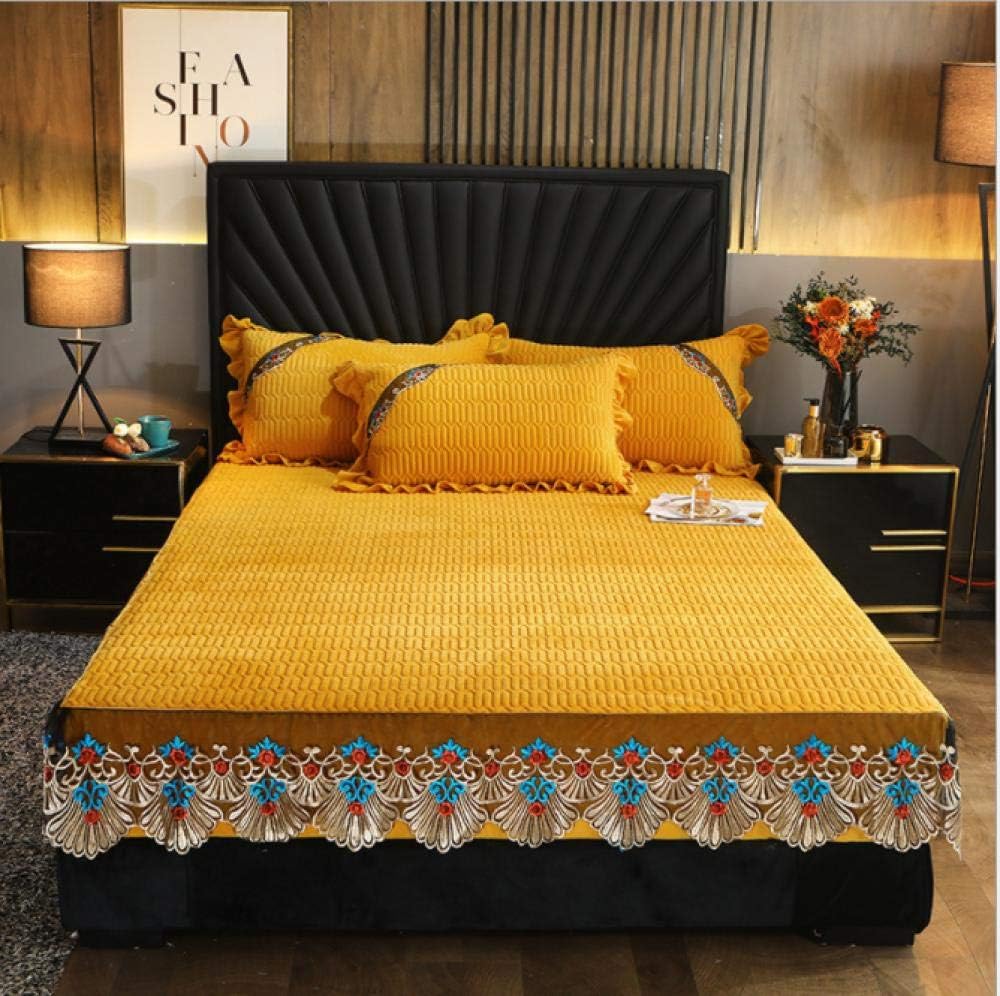 GSYHZL Queen Sheet Set，Crystal velvet lace latex king fitted sheets