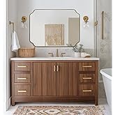 ANDY STAR 30"x40" Gold Bathroom Mirror, Large Scalloped Wall Mirror, Brushed Brass Mirror in Anti-Rust Stainless Steel Metal,