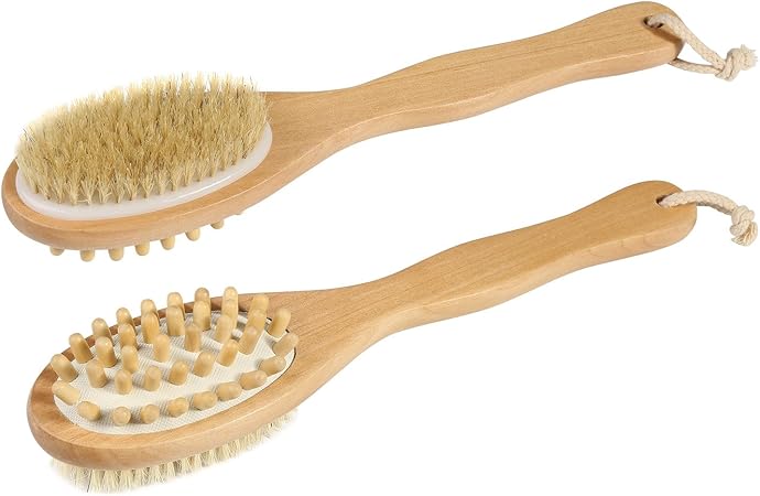 Amazon マッサージブラシ Newstyle 豚毛 ボディマッサージブラシ 背中ブラシ ウェット ドライブ両用 血行促進 セルライト除去 脚垢除去 ボディ 体洗いブラシ ドライブラッシング Newstyle ビューティー 通販