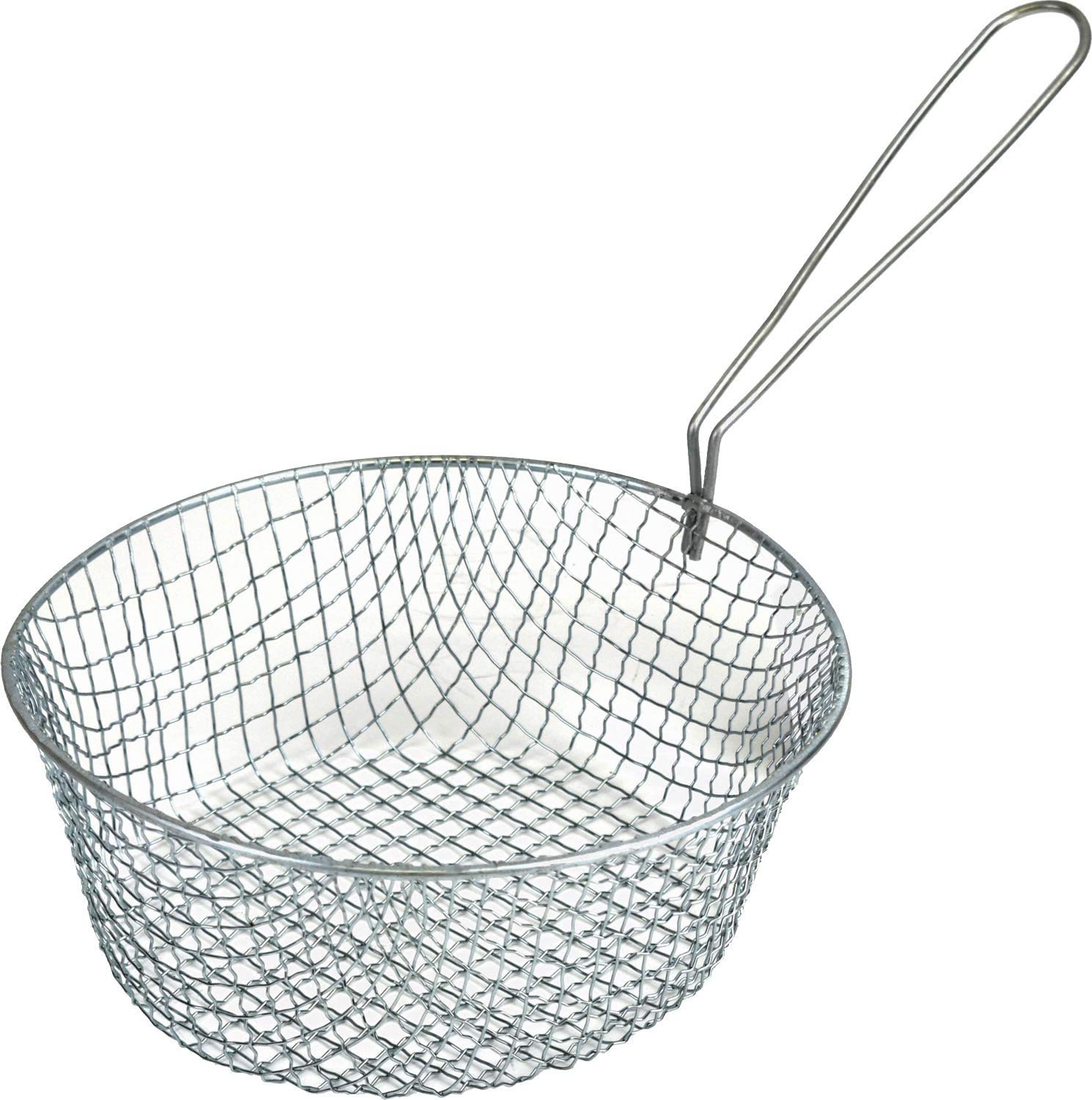 Poundsaver Deep Wire Strainer for Frying, Round Fryer Basket with Handle, Strainer Net Kitchen Cooking Tool, Fried Basket Ideal for Chips, Fries, Shrimps, Wedges (7 Inch)