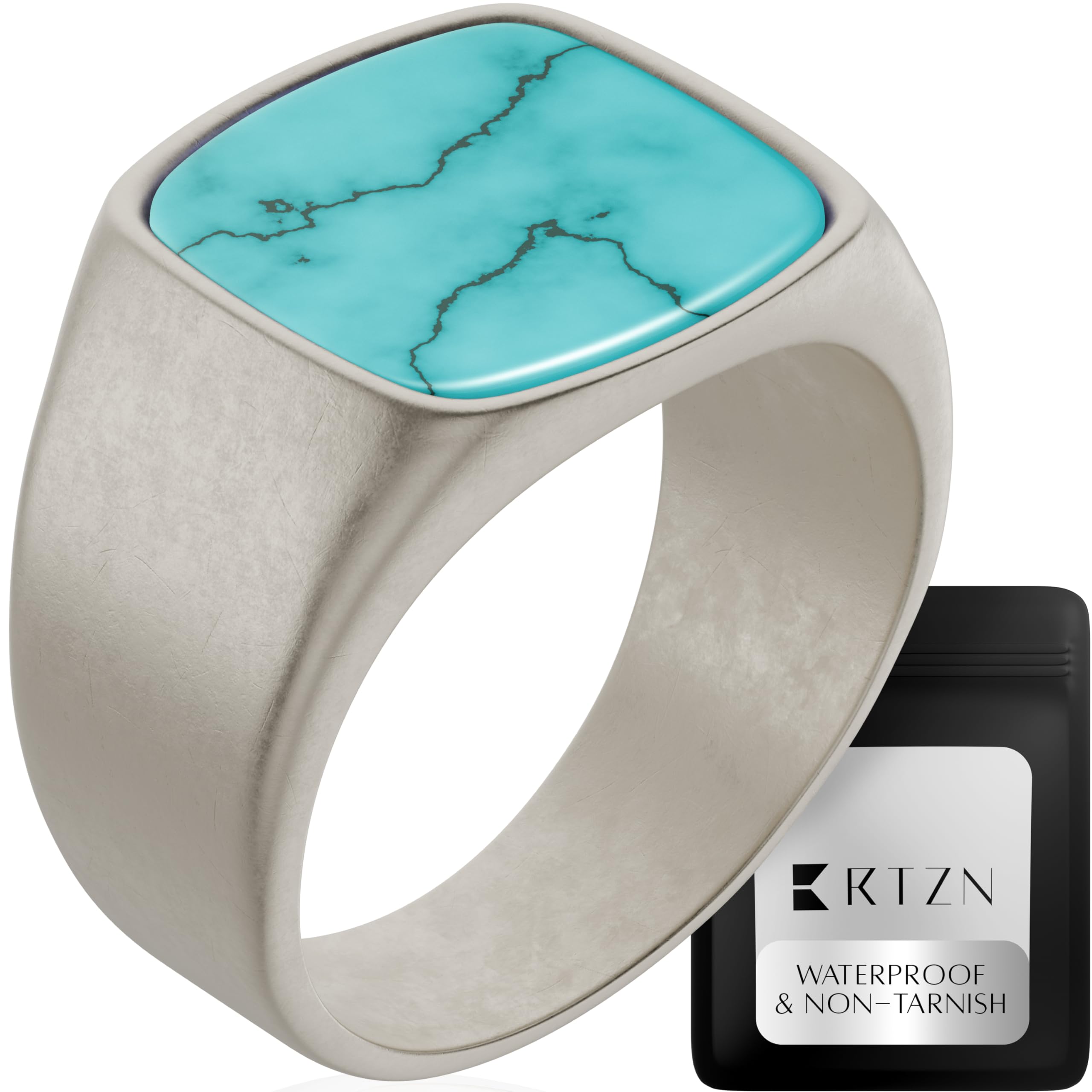 RTZN® Mens Turquoise Ring — Premium Silver