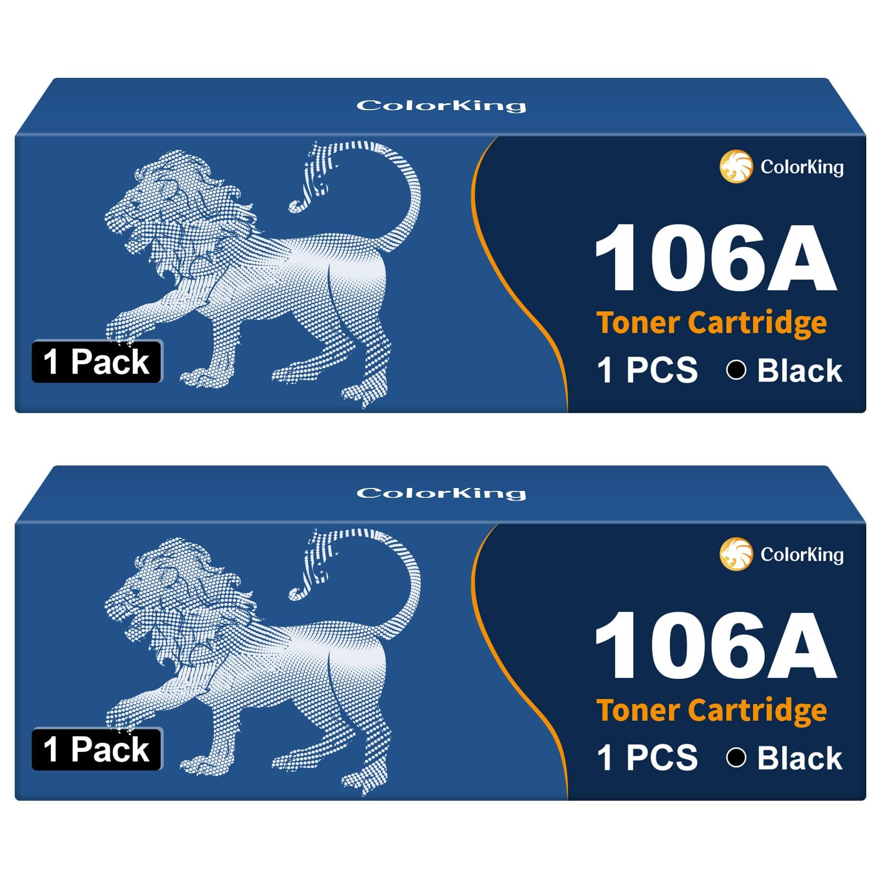 Colorking Toner Cartridge Compatible for HP 106A (W1106A) Black for HP Laser 107w 107a 107r MFP 135w 135a 137fnw 135r 135wg 137fwg (2 Pack, with Chip)