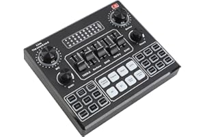 V9 Live Broadcast Sound Card, External Stereo Audio Mixer Broadcast Voice Changer Metal Frosted Body Fit for Computer Games/M