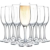 UMEIED Champagne Glasses, Set of 12 Champagne Flutes with Classic Shape, Long stem Sparkling Wine glasses for Wedding, Restaurant, Bar, Wine Toasting, Clear