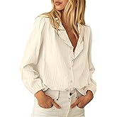 BTFBM Long Sleeve Shirts for Women Trendy Ruffle Tops Lightweight Button Down Shirt Loose Spring Blouses 2026