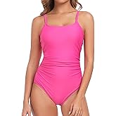 Vevarble Women's Tummy Control One Piece Swimsuit-Slimming Scoop Neck Adjustable Straps Padding Bathing Suit