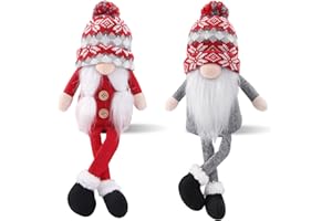 BWFY Christmas Gnomes Decorations 2 Pack Handmade Elf Santa Tomte Swedish Gnome Scandinavian Figurine Nordic Gnomes Plush Christmas Elf Dolls Christmas Table Home Ornaments for Holiday Party Gifts